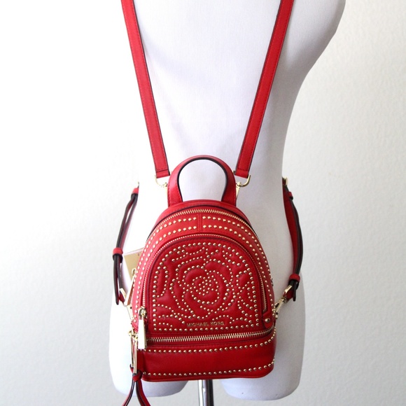 michael kors red mini backpack